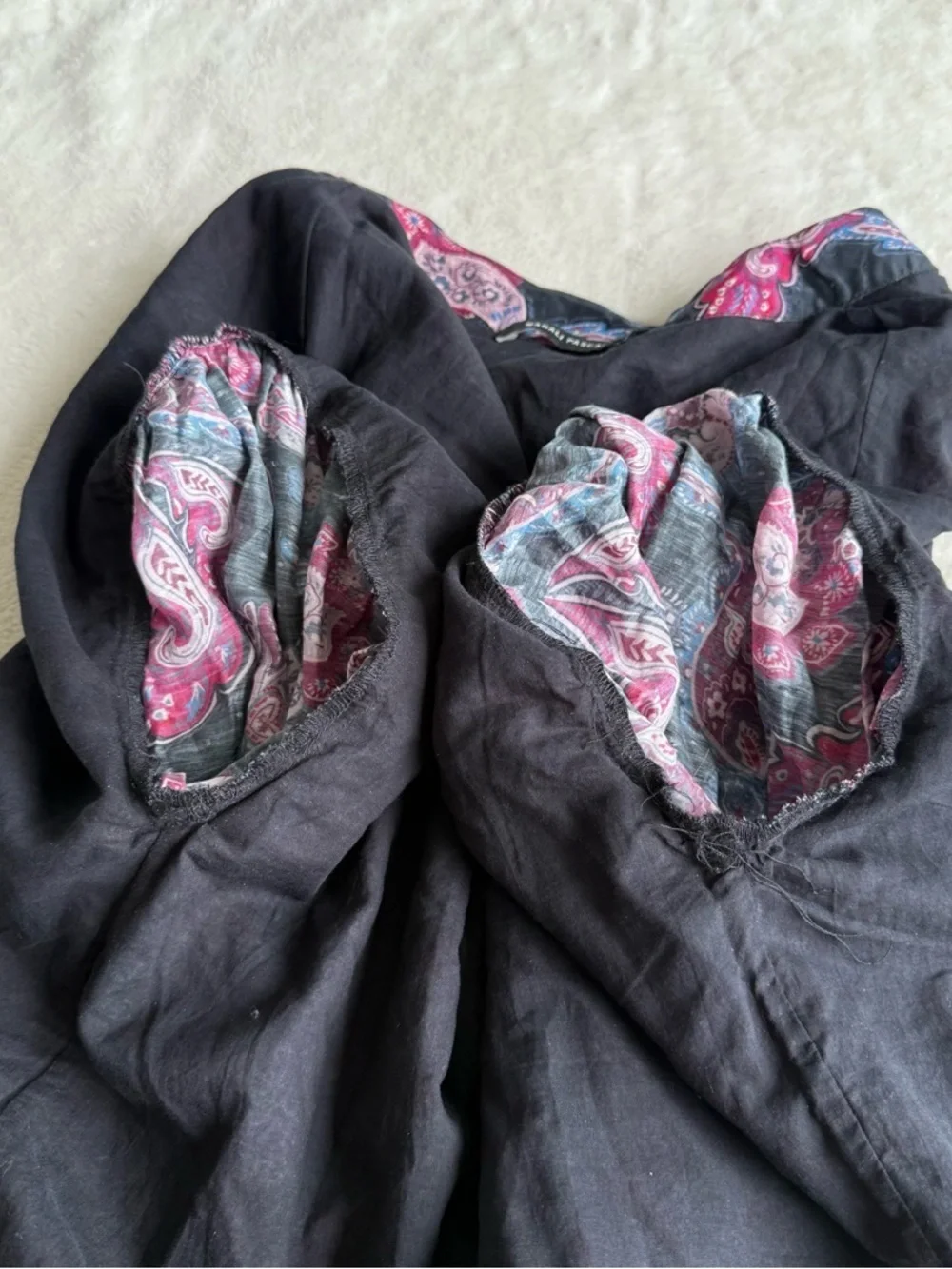 Magali Pascal Anita Cotton Silk Paisley Black Pink Long Sleeve Blouse L